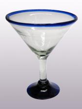  / copas para martini con borde azul cobalto, 10 oz, Vidrio Reciclado, Libre de Plomo y Toxinas